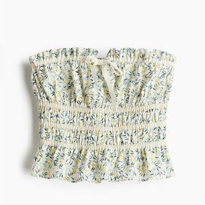 H&M Floral Smocked Blouse - Cream and Yellow